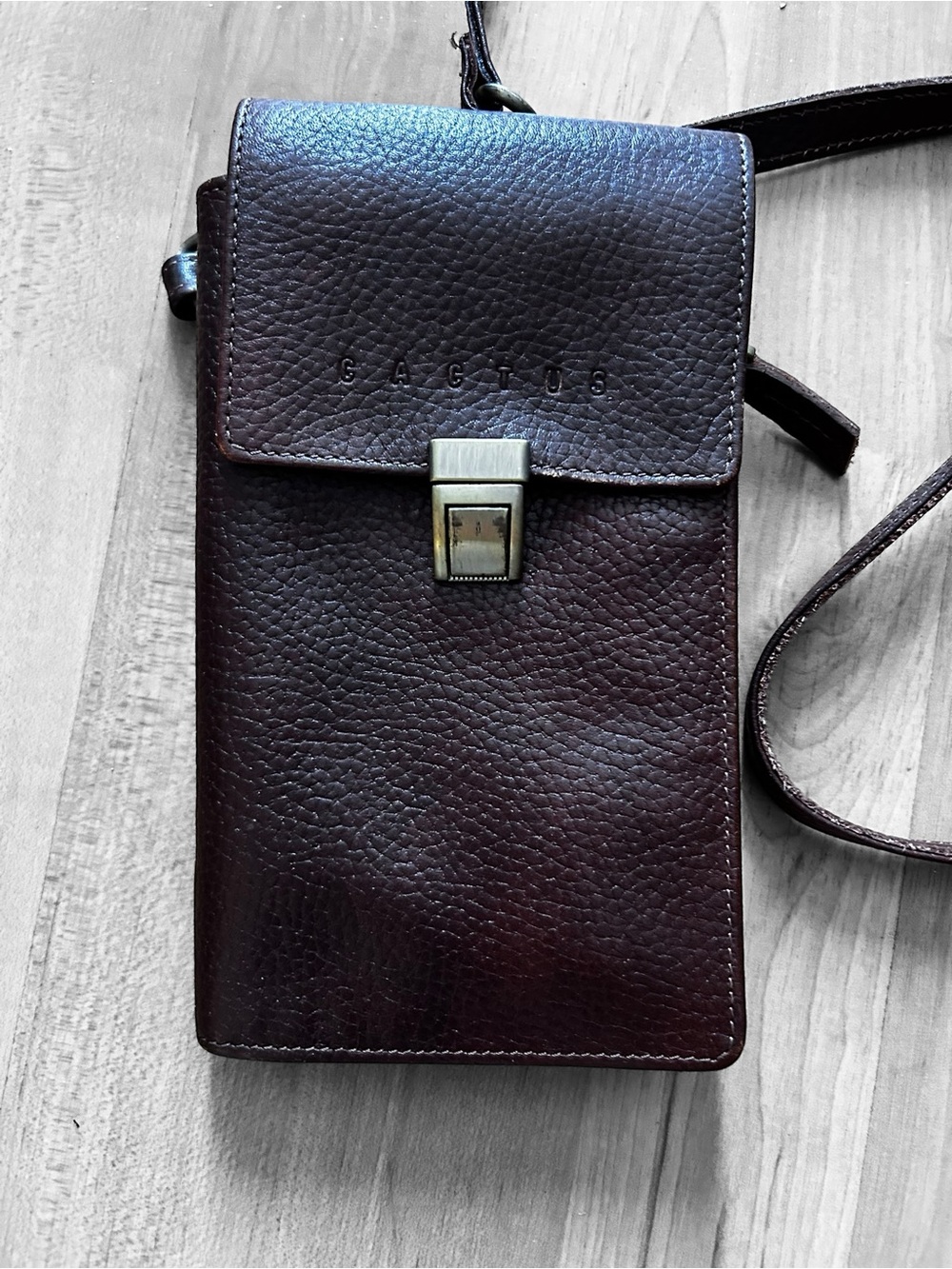 Cactus Brown Leather Bag Wallet Crossbody Vintage